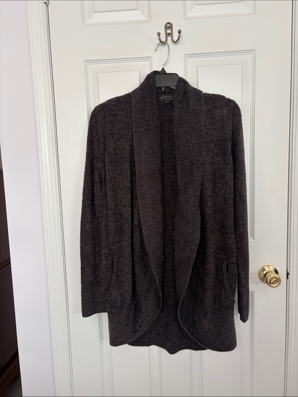 Barefoot Dreams Plush Open-Front Cardigan - Charcoal
